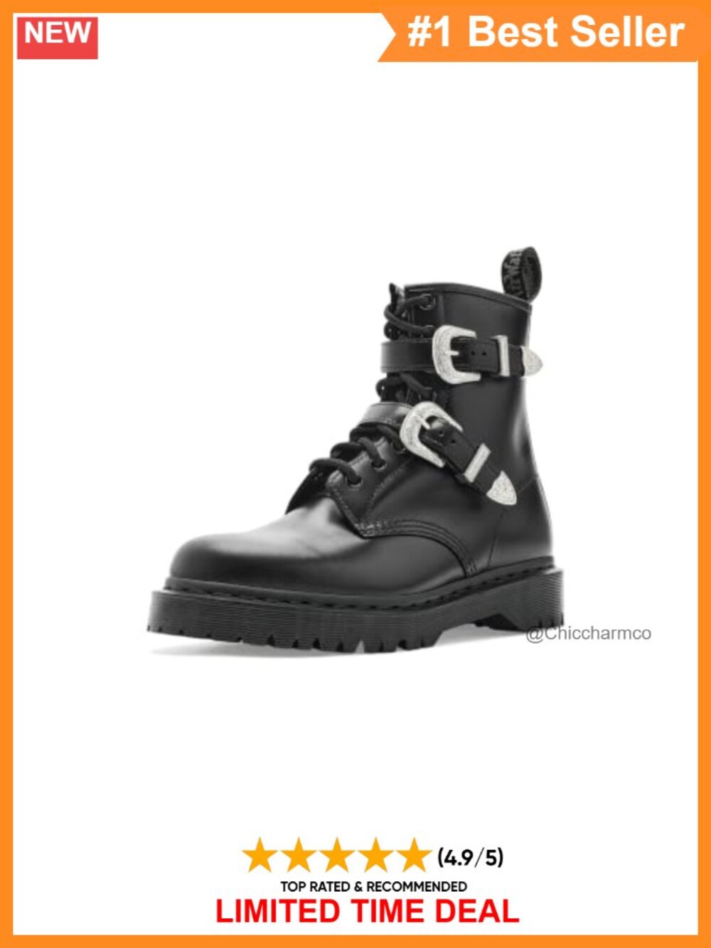 Dr Martens 1460 Bex Buckle Boots Combat Ankle Platform Lace-Up